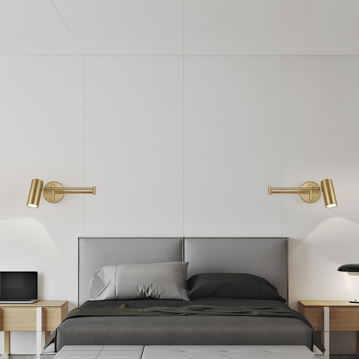 Adjustable Arm Wall Light with Swivel Head in Black or Gold