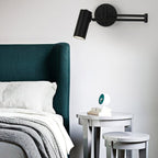 Adjustable Arm Wall Light with Swivel Head in Black or Gold