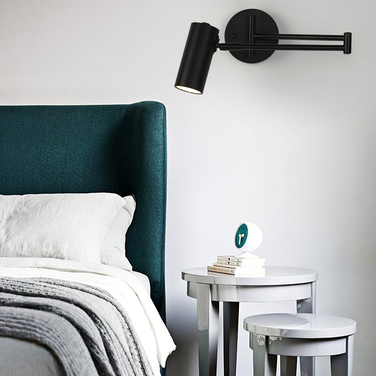 Adjustable Arm Wall Light with Swivel Head in Black or Gold