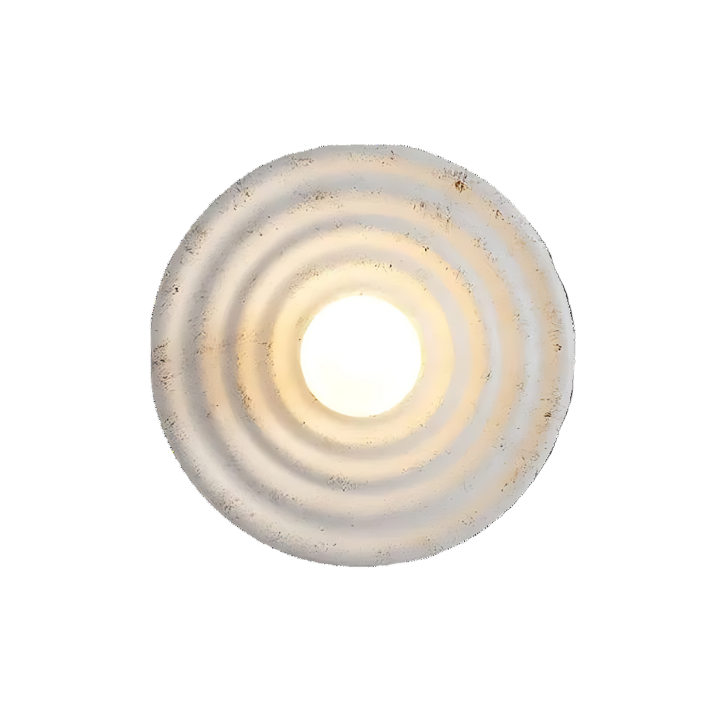 Wabi-Sabi Round Wall Light with Textured Ridged Shade