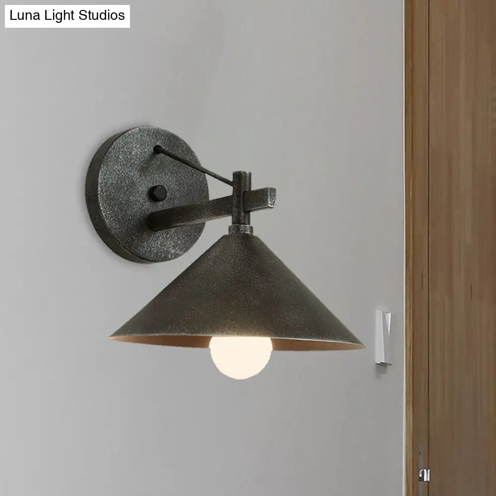 Industrial Cone Shade Wall Light in Three Finishes