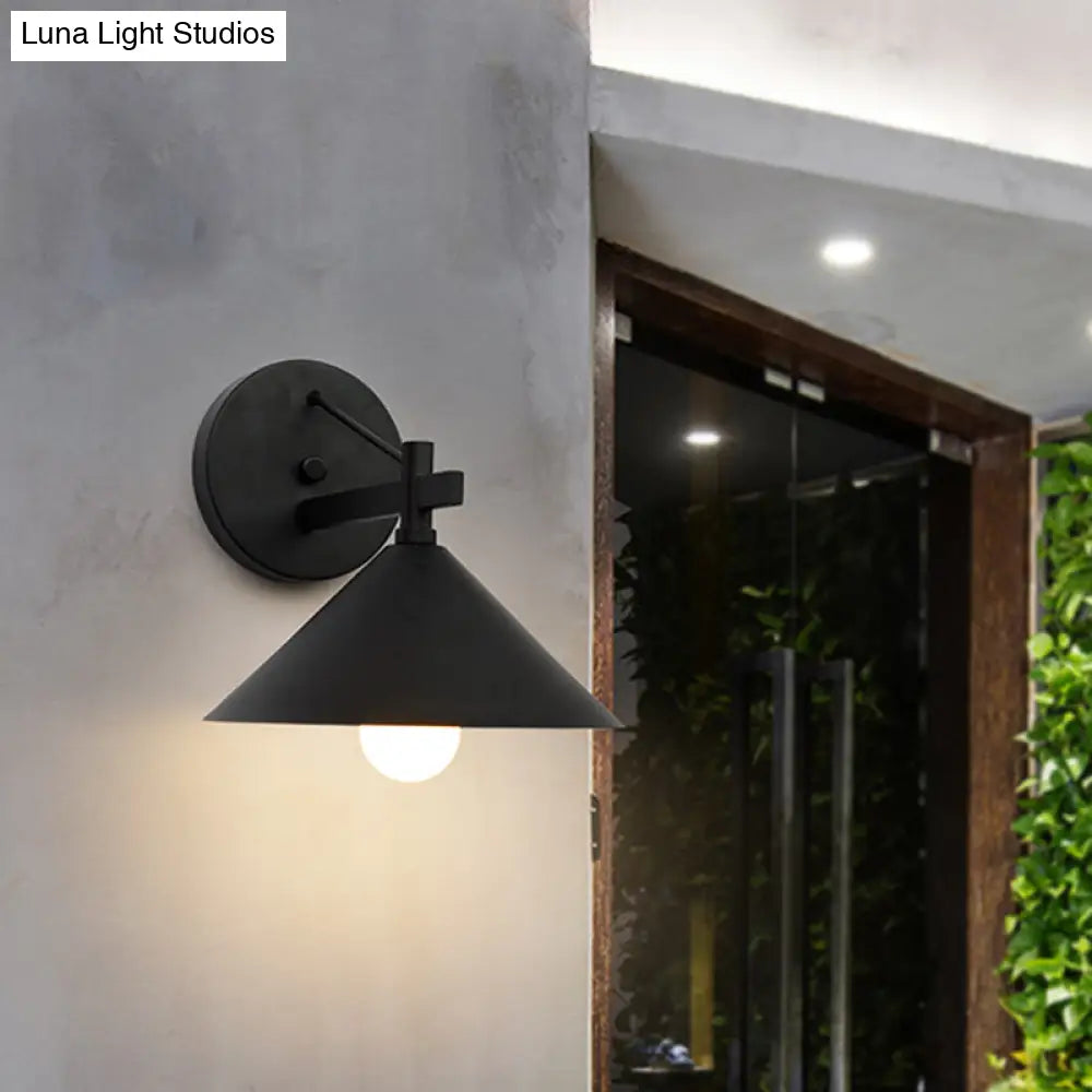 Industrial Cone Shade Wall Light in Three Finishes