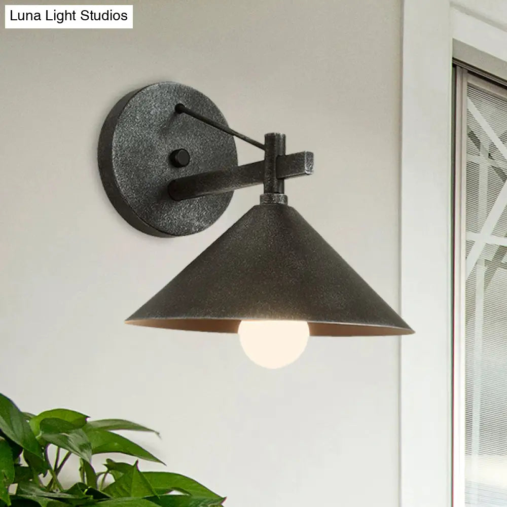 Industrial Cone Shade Wall Light in Three Finishes
