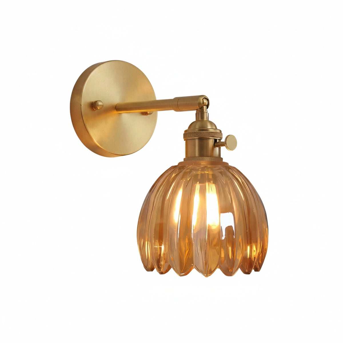 Vintage Flower-Shaped Glass Wall Light with Swing Arm