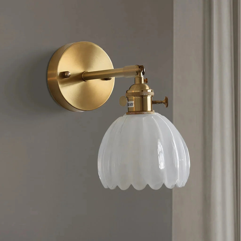 Vintage Flower-Shaped Glass Wall Light with Swing Arm