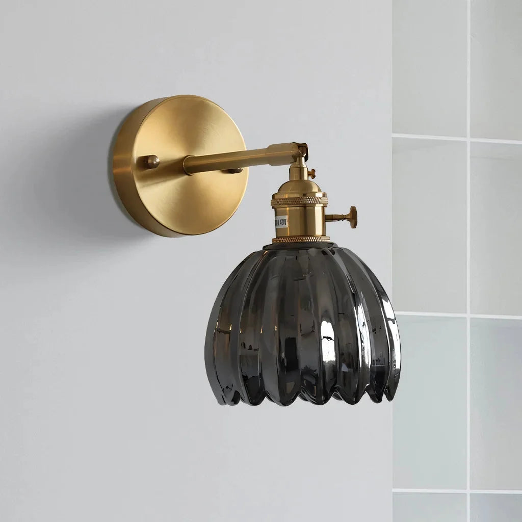Vintage Flower-Shaped Glass Wall Light with Swing Arm