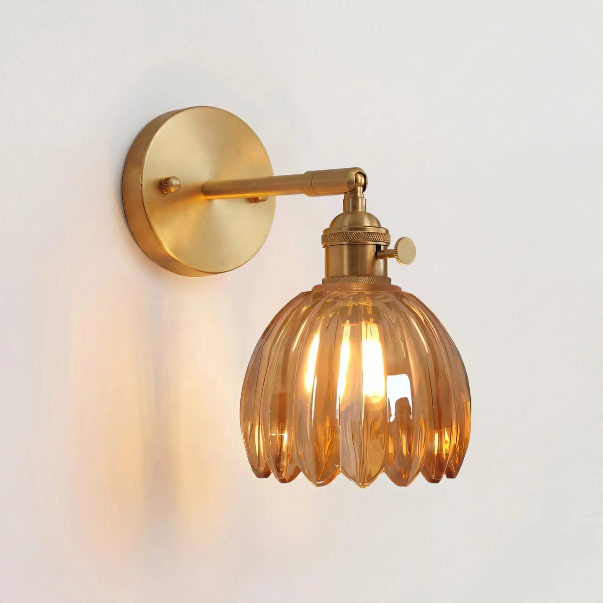 Vintage Flower-Shaped Glass Wall Light with Swing Arm