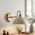 Vintage Wall Light with Brass Arm and Bowl Shade
