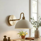 Vintage Wall Light with Brass Arm and Bowl Shade