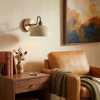 Vintage Wall Light with Brass Arm and Bowl Shade