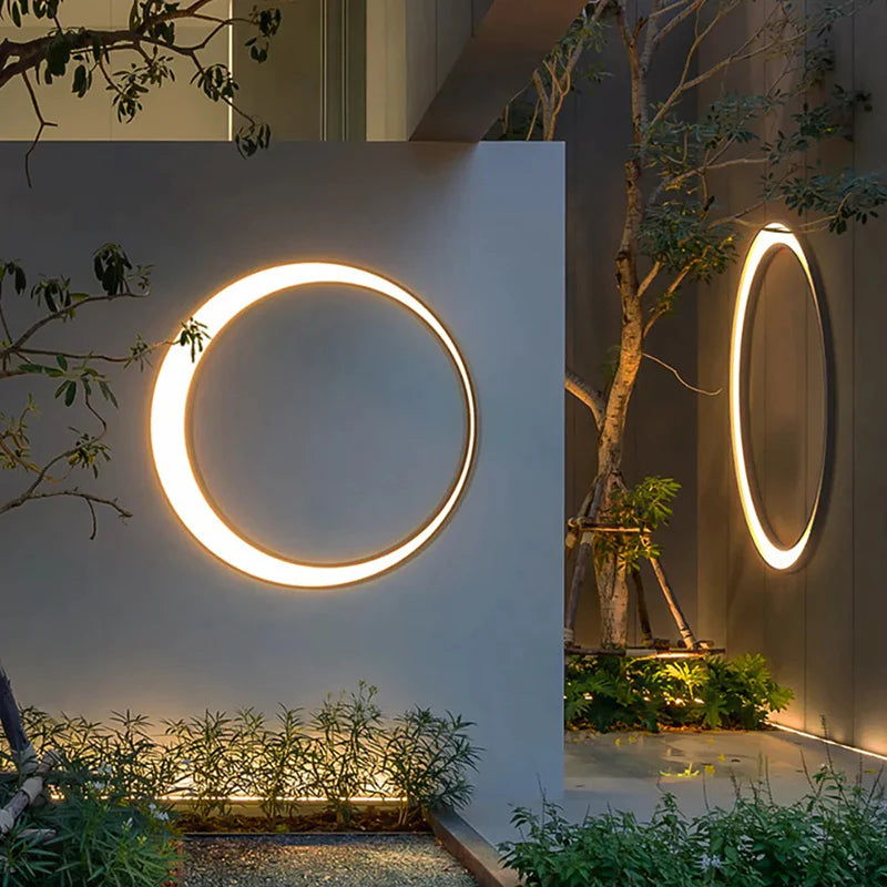 Outdoor Ring Wall Light with Warm White LED, 40 to 80 cm