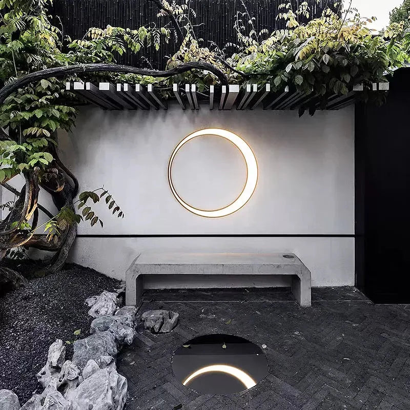 Outdoor Ring Wall Light with Warm White LED, 40 to 80 cm
