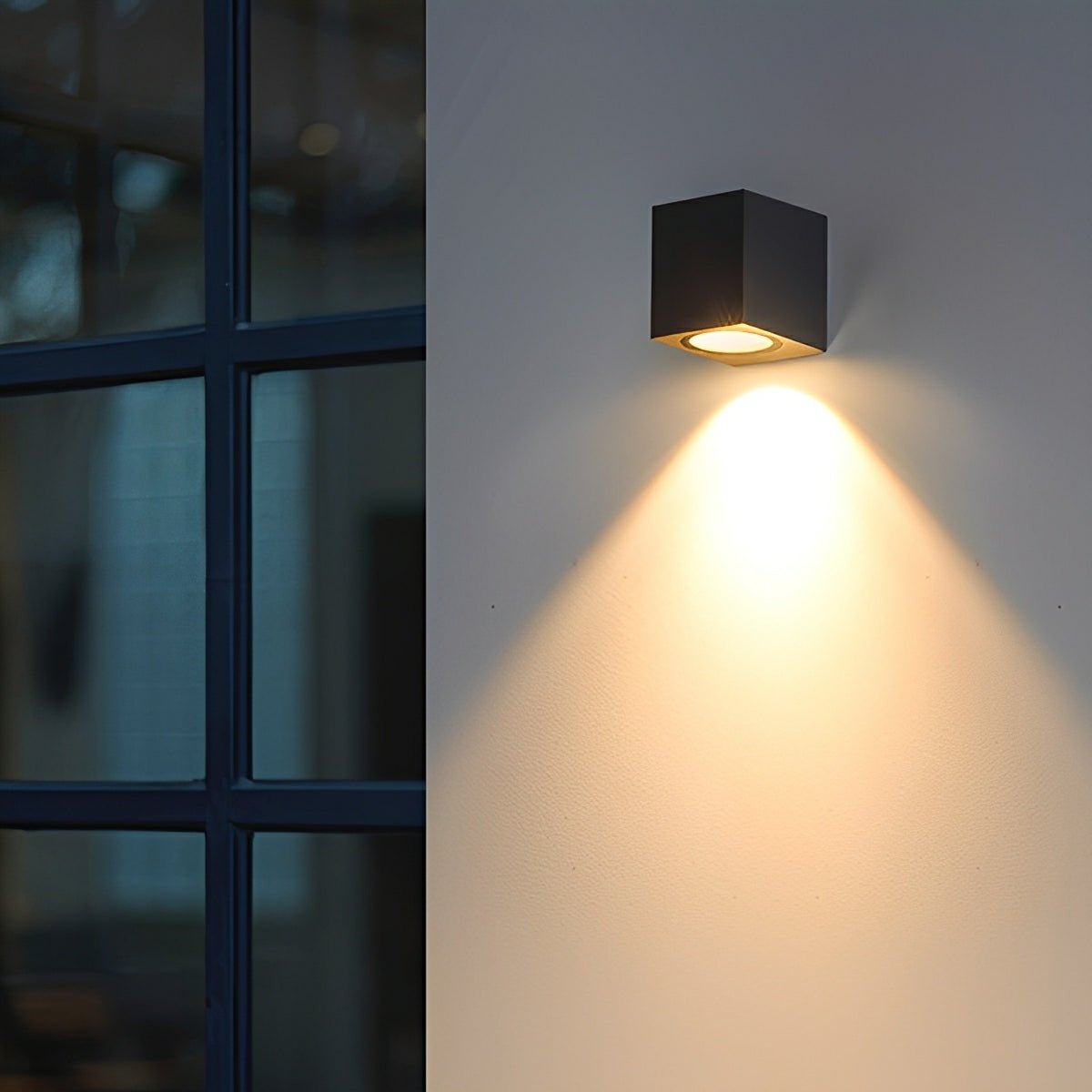 Square Outdoor Wall Light, Up and Down Beam, IP54 Metal