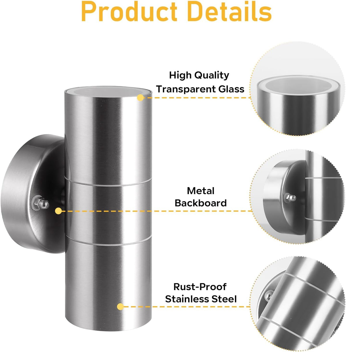 Stainless Steel Up Down Outdoor Wall Light, GU10, IP44