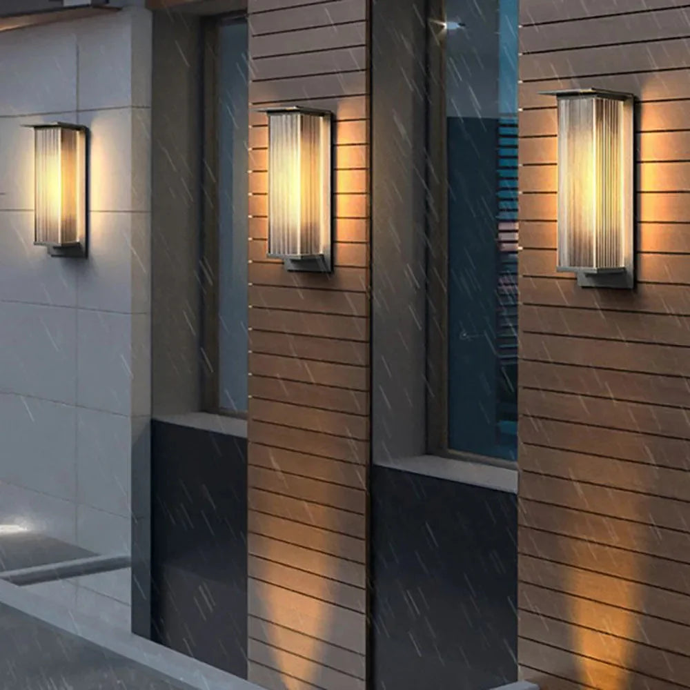 Rectangular Ribbed Acrylic Outdoor Wall Light, IP68