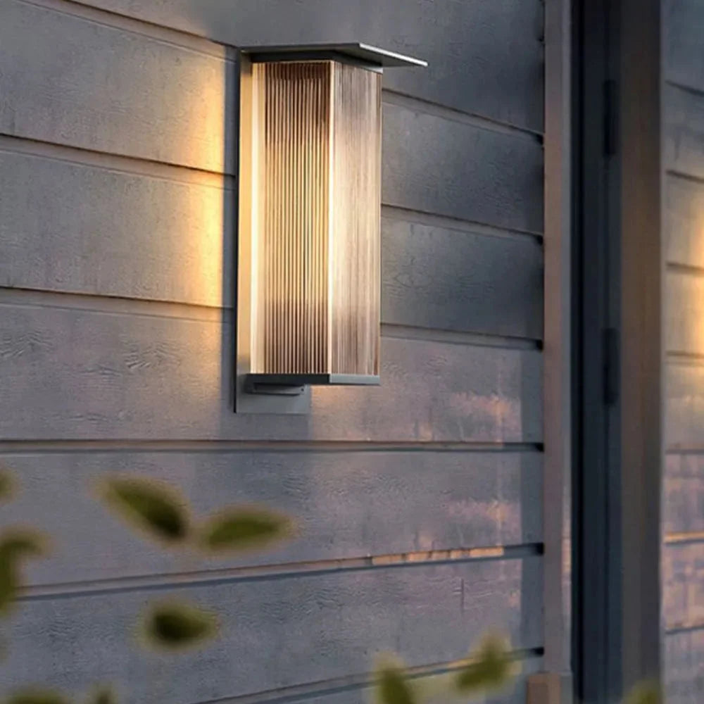 Rectangular Ribbed Acrylic Outdoor Wall Light, IP68