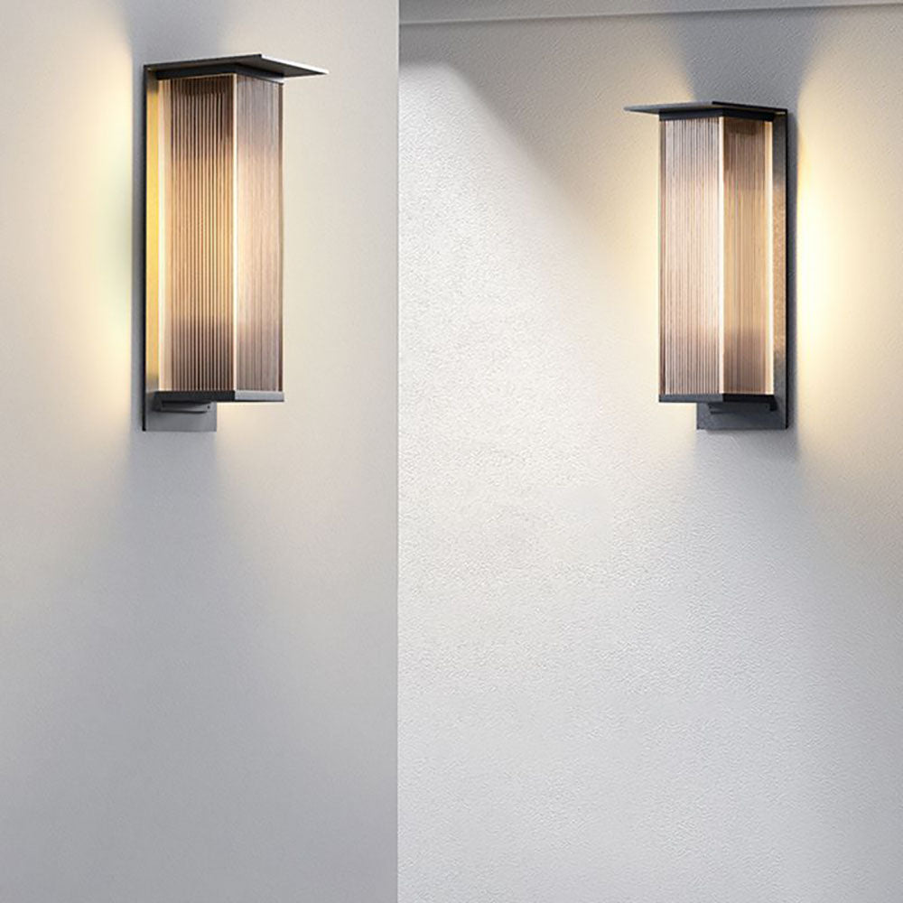 Rectangular Ribbed Acrylic Outdoor Wall Light, IP68