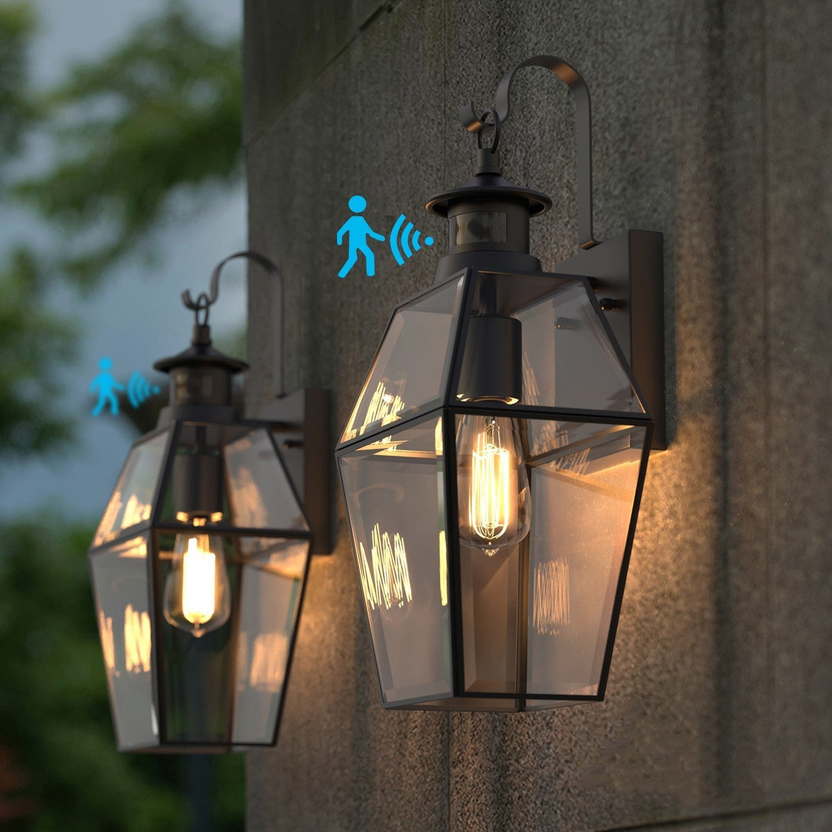 Vintage Lantern Outdoor Wall Light with Optional Motion Sensor