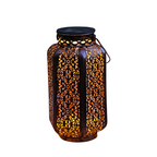 Oriental Solar Garden Lantern with Cut-Out Pattern, Hang or Stand