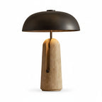 Art Deco Table Lamp with Dome Shade and Stone Base