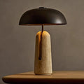 Art Deco Table Lamp with Dome Shade and Stone Base