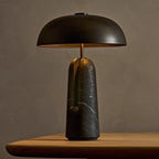 Art Deco Table Lamp with Dome Shade and Stone Base
