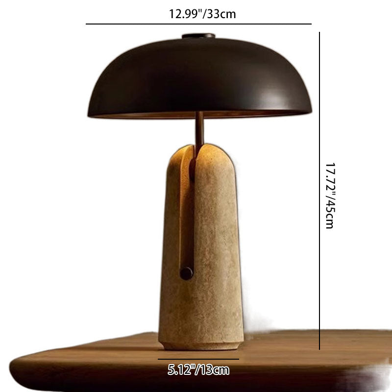Art Deco Table Lamp with Dome Shade and Stone Base