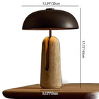 Art Deco Table Lamp with Dome Shade and Stone Base