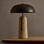 Art Deco Table Lamp with Dome Shade and Stone Base