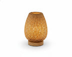 Boho Bamboo Table Lamp with Touch Dimmer, USB Powered