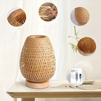 Boho Bamboo Table Lamp with Touch Dimmer, USB Powered