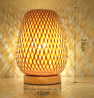 Boho Bamboo Table Lamp with Touch Dimmer, USB Powered