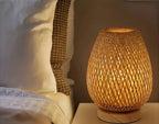 Boho Bamboo Table Lamp with Touch Dimmer, USB Powered