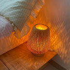 Boho Bamboo Table Lamp with Touch Dimmer, USB Powered