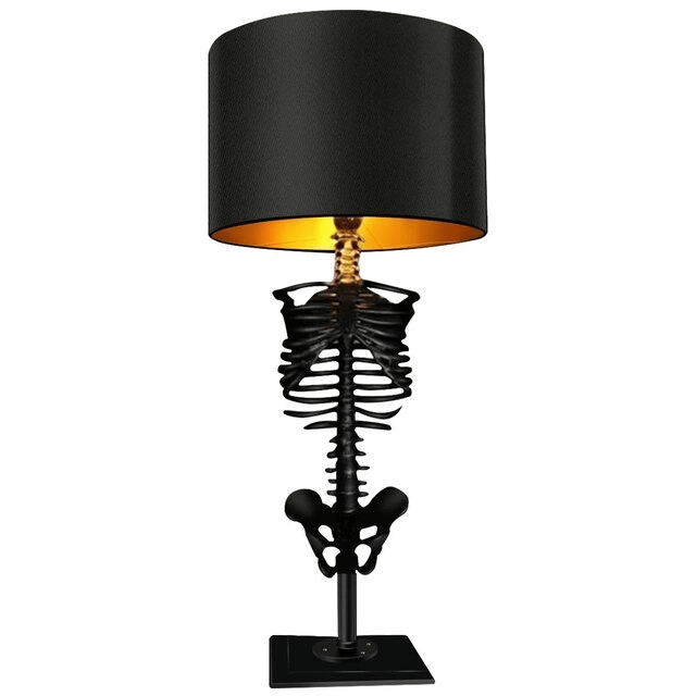 Gothic Skeleton Table Lamp with Black Drum Shade