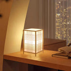 Japandi Bamboo Slat Table Lamp, Zen Cage Design