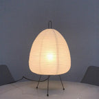 Japandi Rice Paper Table Lamp on Black Metal Tripod