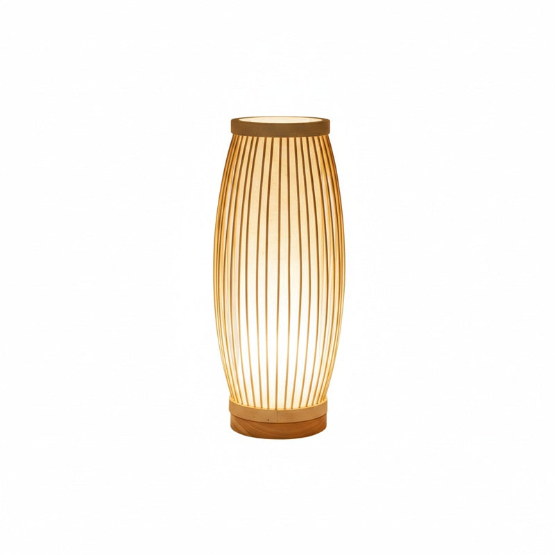 Japandi Wood and Bamboo Slat Table Lamp, Four Shapes