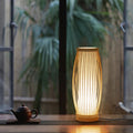 Japandi Wood and Bamboo Slat Table Lamp, Four Shapes