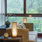 Japandi Wood and Bamboo Slat Table Lamp, Four Shapes