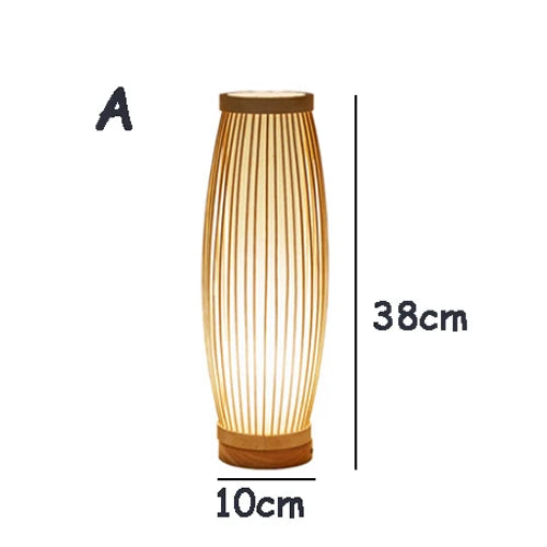 Japandi Wood and Bamboo Slat Table Lamp, Four Shapes