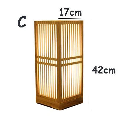Japandi Wood and Bamboo Slat Table Lamp, Four Shapes