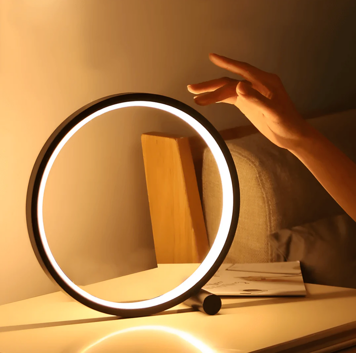 Minimalist Ring Table Lamp with Touch Dimmer and LED