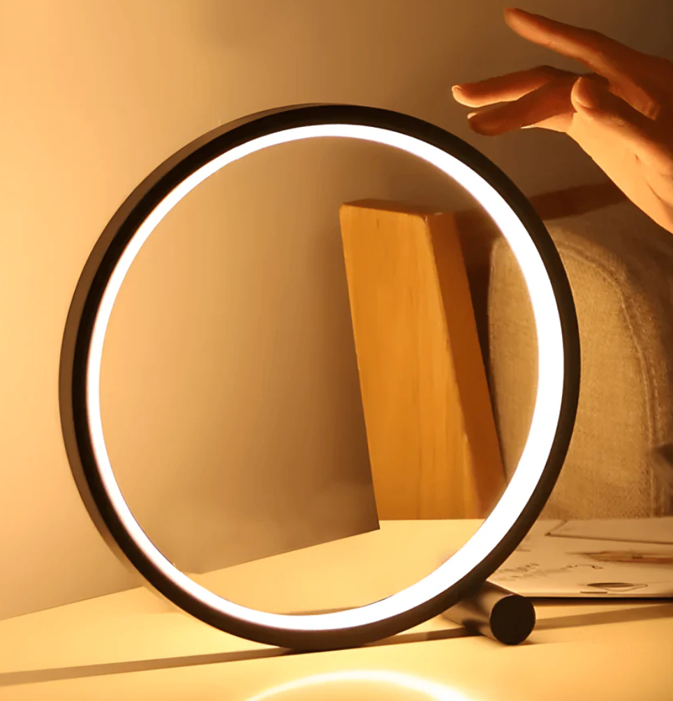 Minimalist Ring Table Lamp with Touch Dimmer and LED