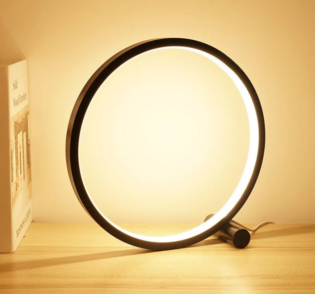 Minimalist Ring Table Lamp with Touch Dimmer and LED