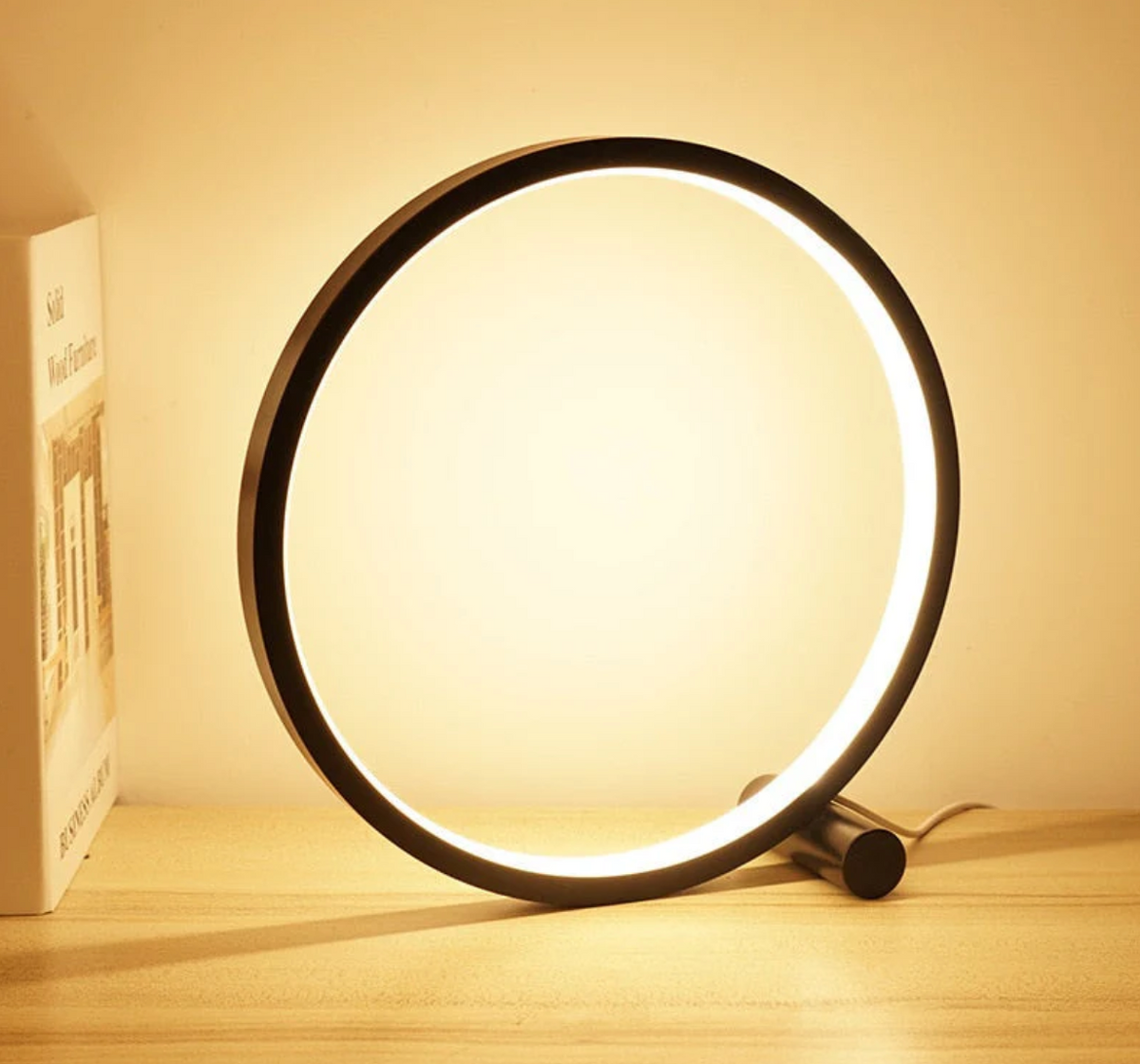 Minimalist Ring Table Lamp with Touch Dimmer and LED