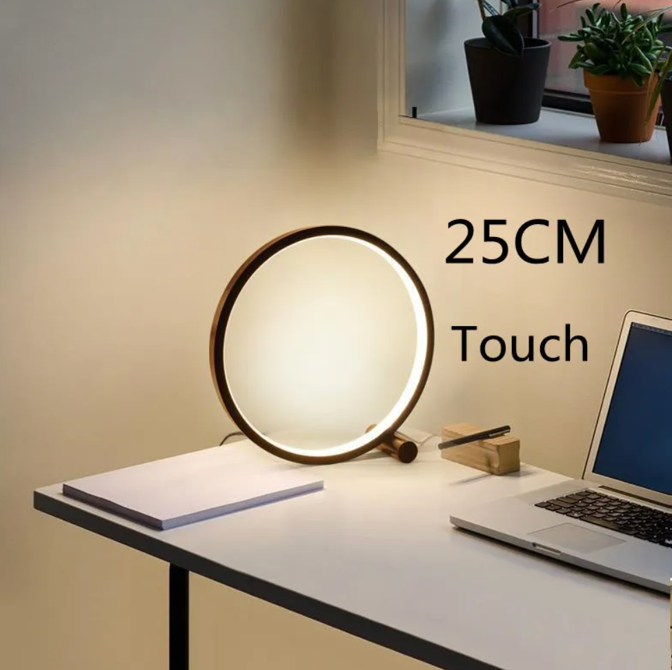 Minimalist Ring Table Lamp with Touch Dimmer and LED