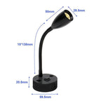 Gooseneck LED Reading Light with USB A and USB C, 12-24V