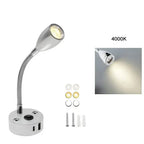 Gooseneck LED Reading Light with USB A and USB C, 12-24V