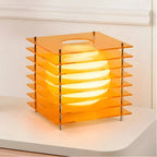 Geometric Acrylic Table Lamp with Globe Light and Remote